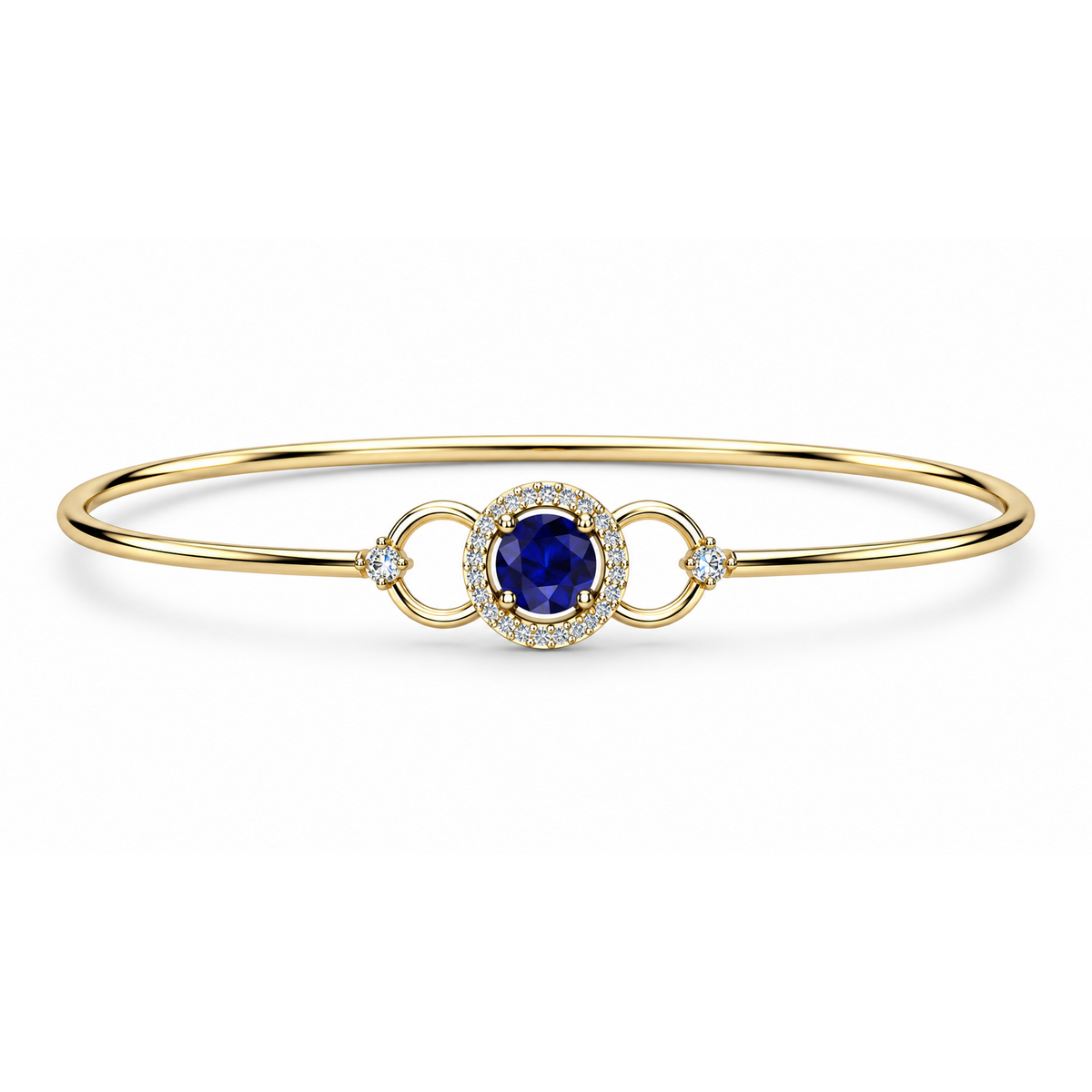 Sapphire Circle Diamond Gold Bangle - product view