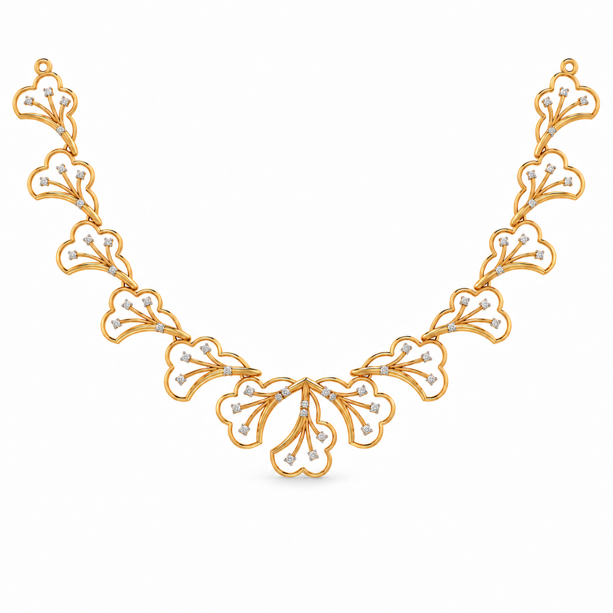 Fan Blossom Diamond Necklace Set - front view