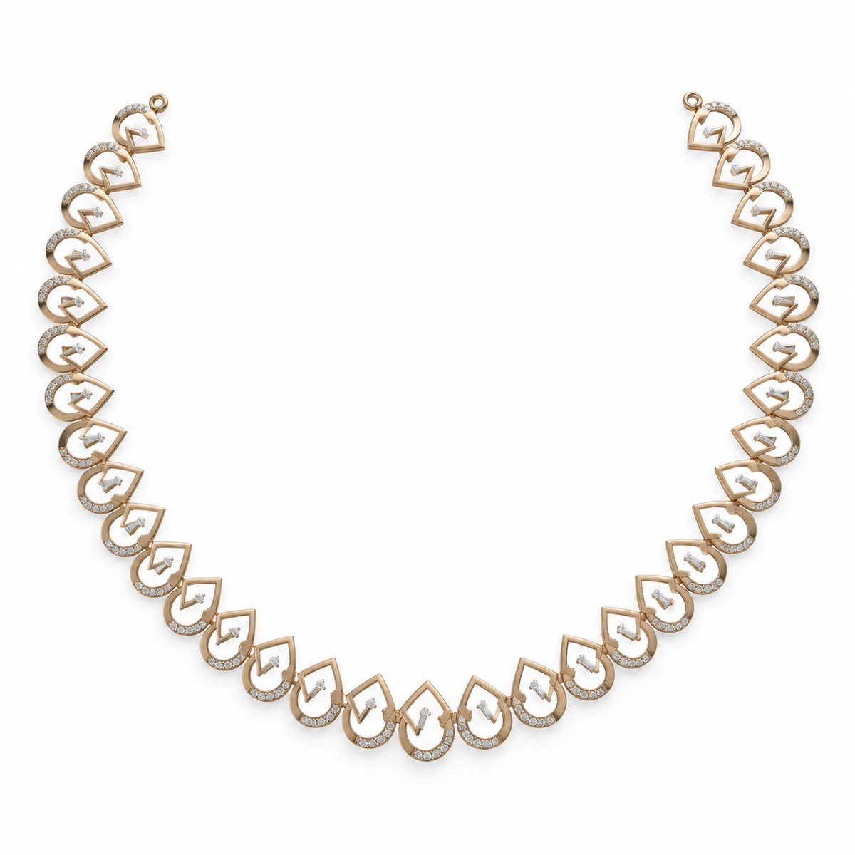 Art Deco Heart Crest Diamond Necklace - front view