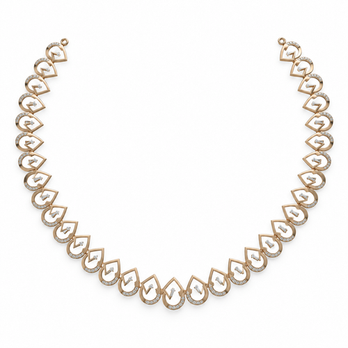 Art Deco Heart Crest Diamond Necklace - front view