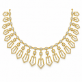 Geometric Shield Fringe Diamond Necklace - front view