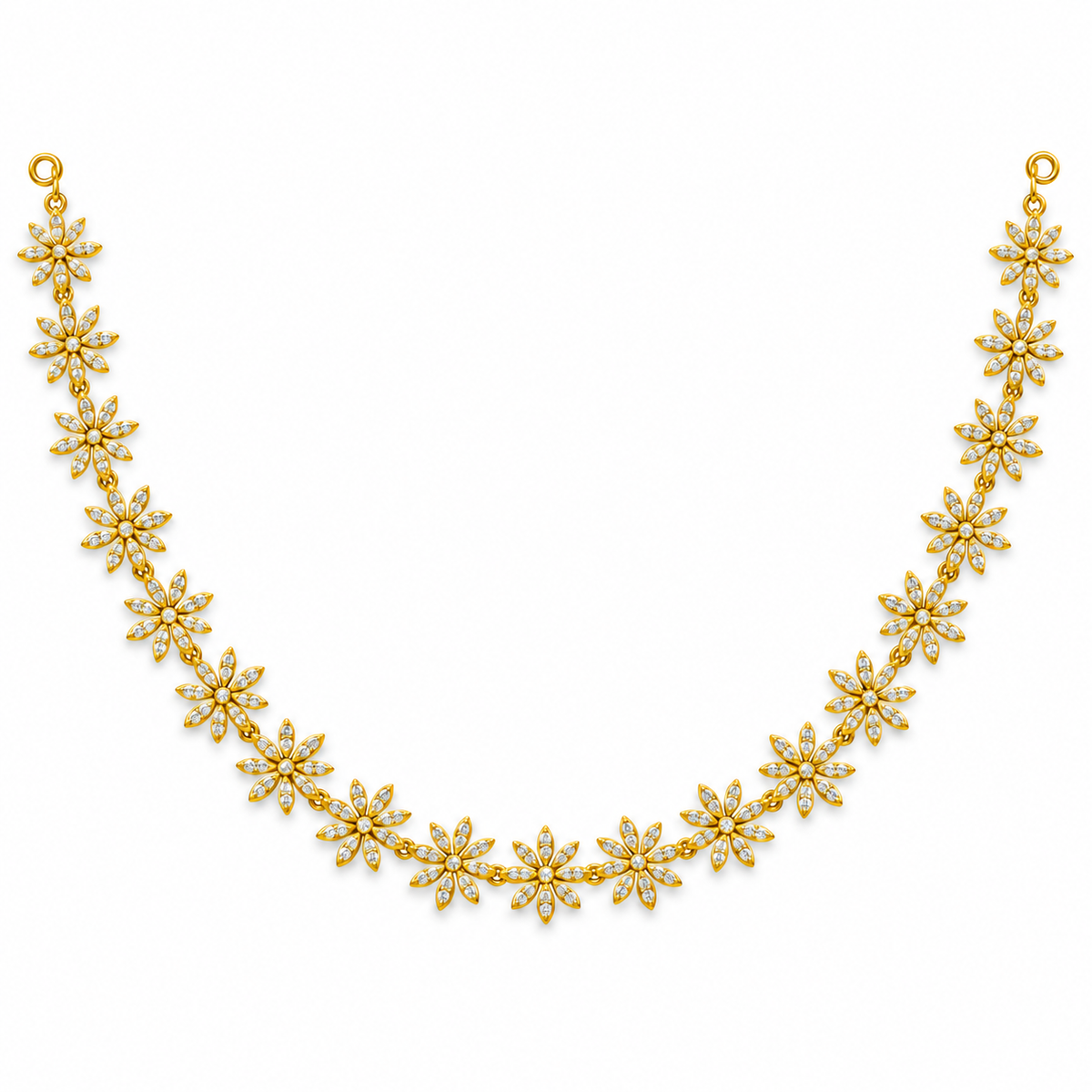 Daisy Bloom Diamond Necklace Set - front view