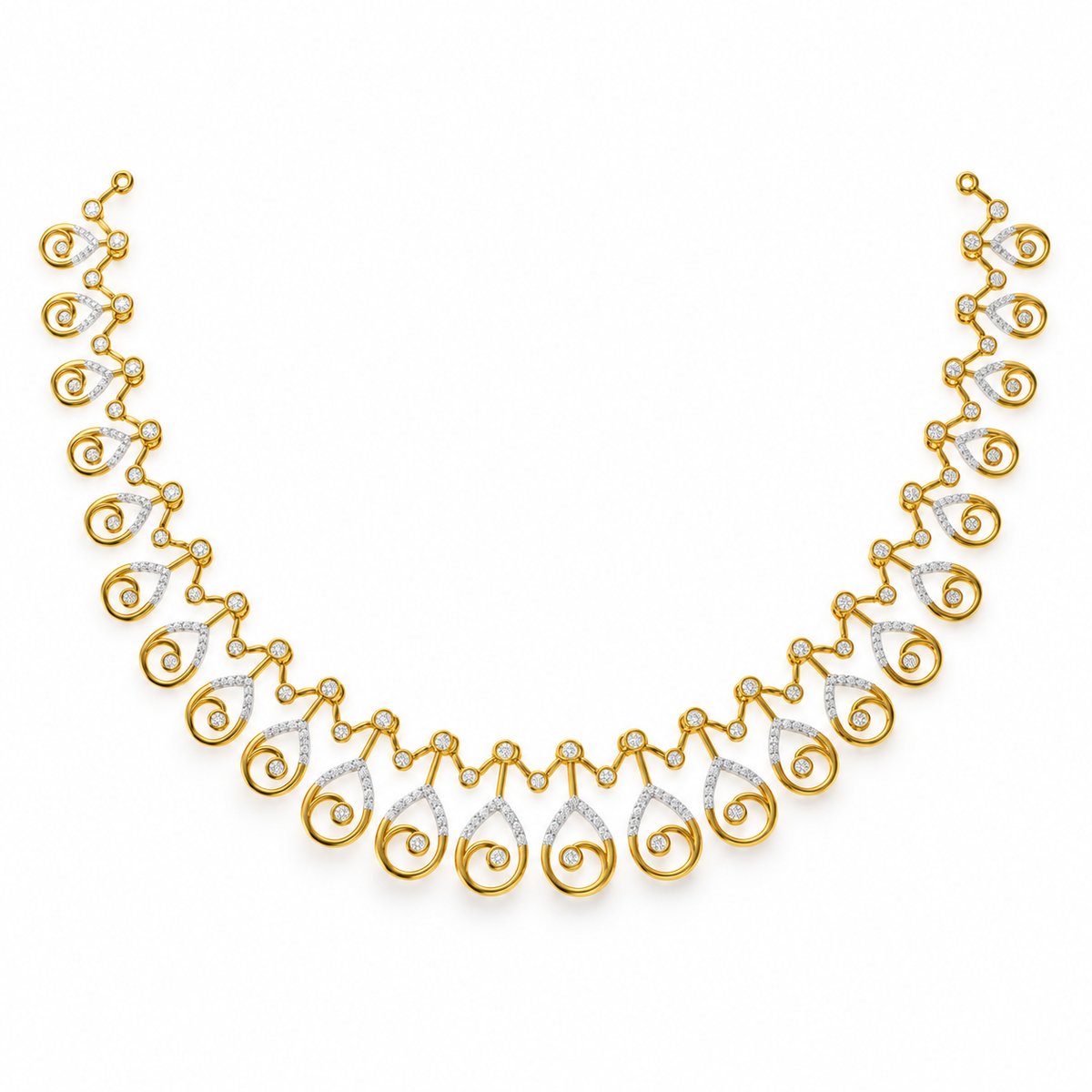 Spiral Teardrop Diamond Necklace - front view