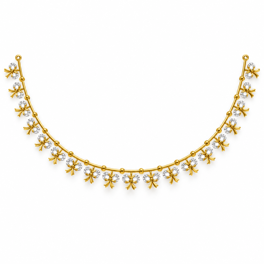 Bow Blossom Diamond Necklace - front view
