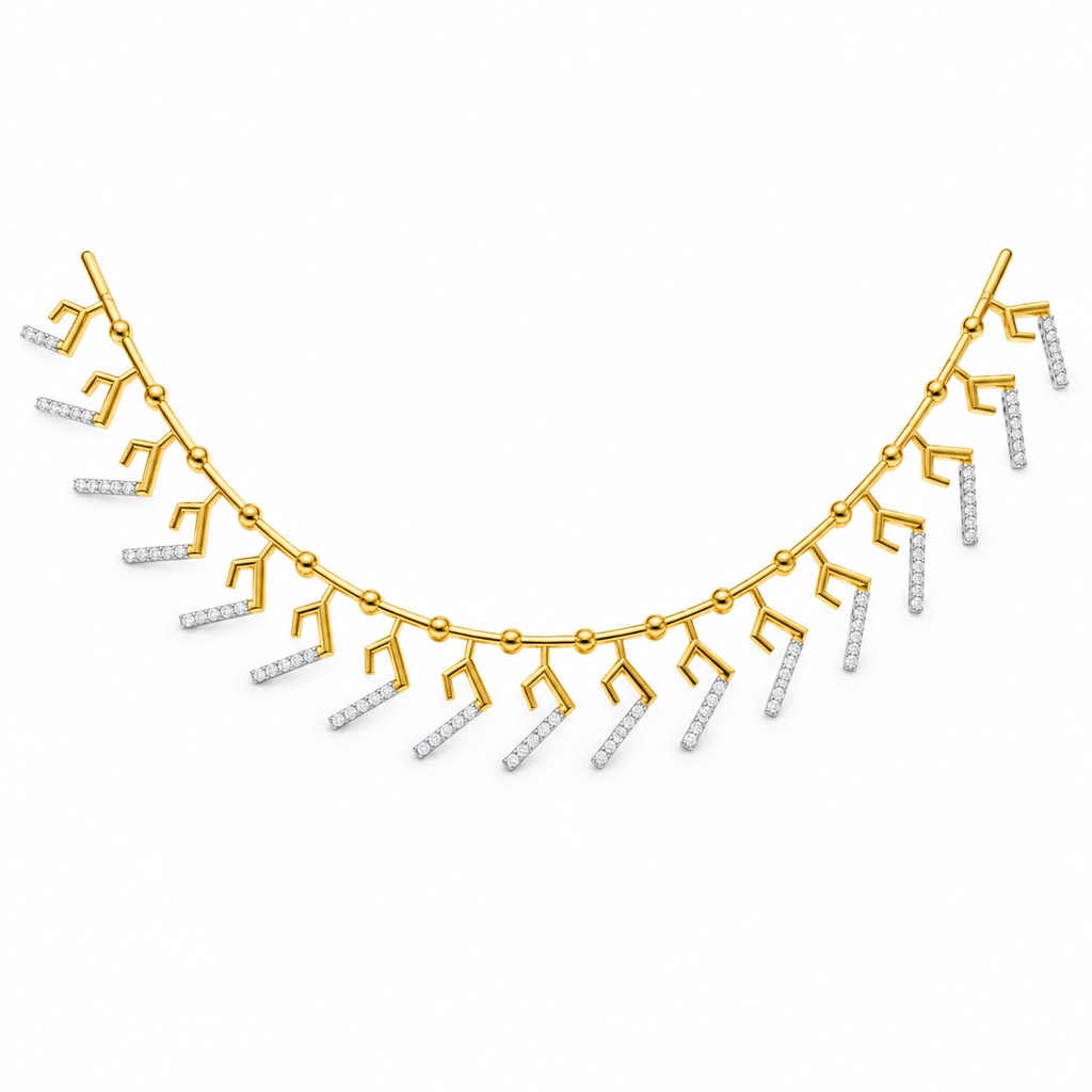 Graduated Chevron Fringe Diamond Necklace - front view