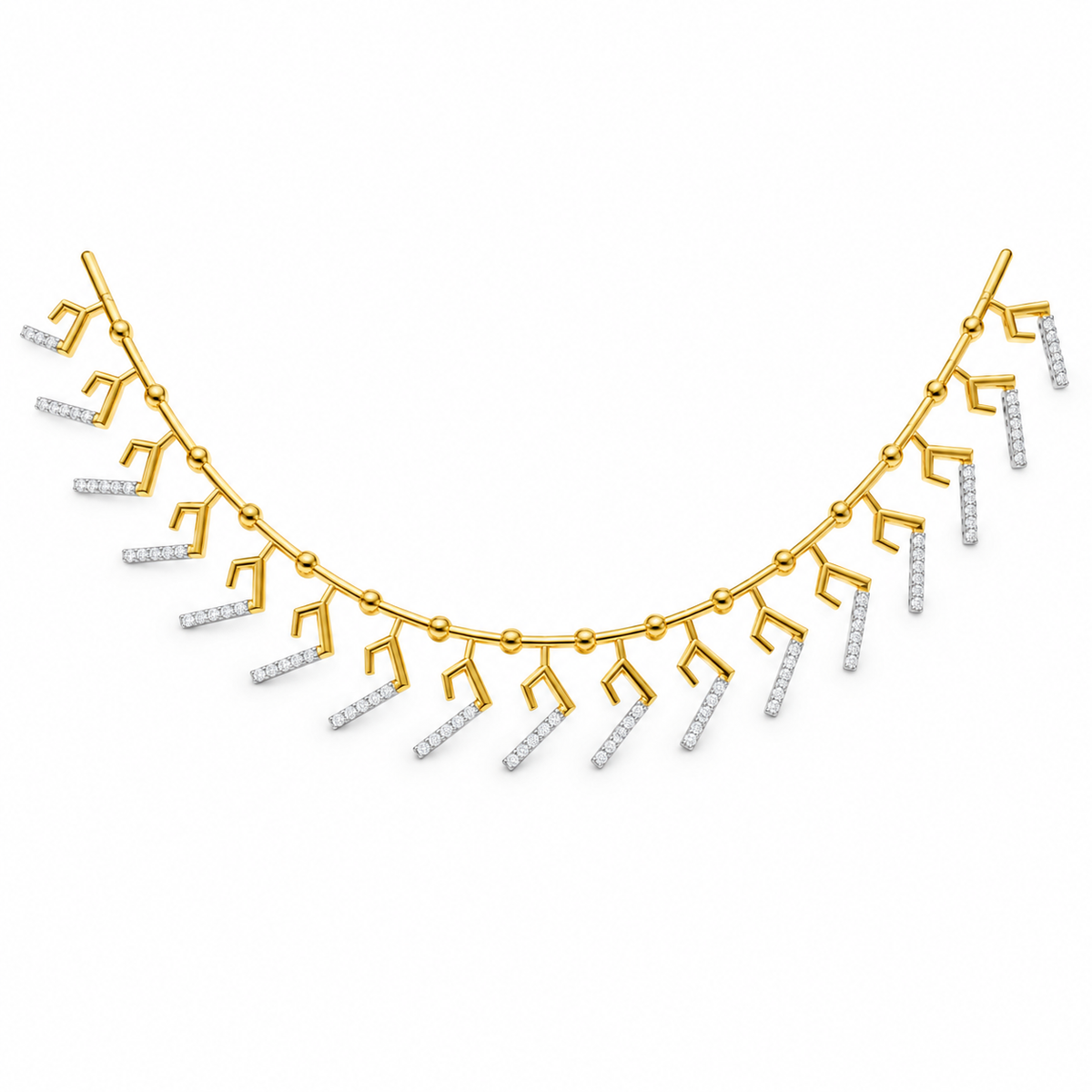 Graduated Chevron Fringe Diamond Necklace - front view