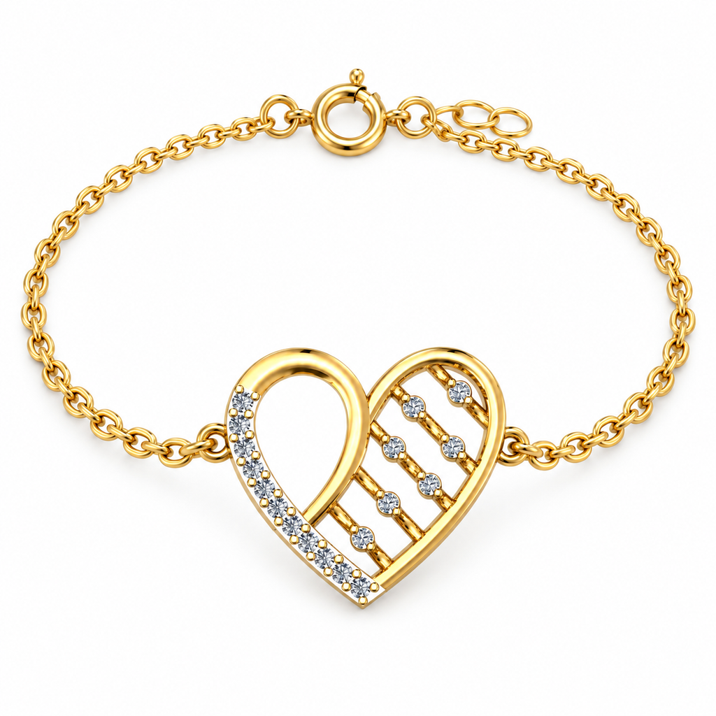 Open Heart Lattice Diamond Bracelet - product view