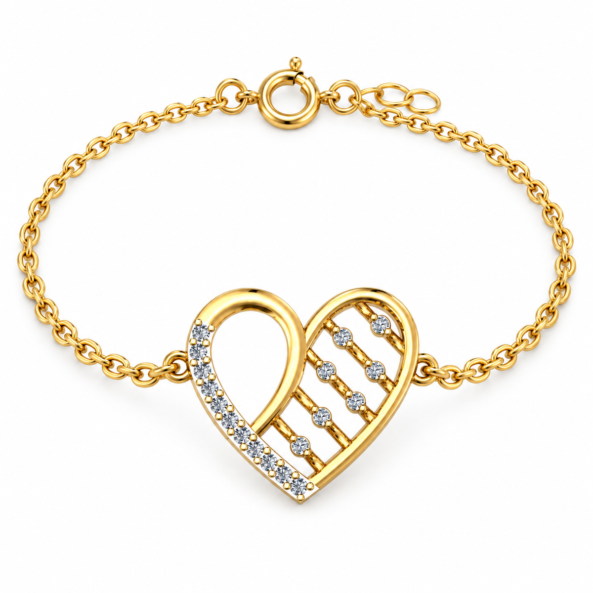 Open Heart Lattice Diamond Bracelet - product view