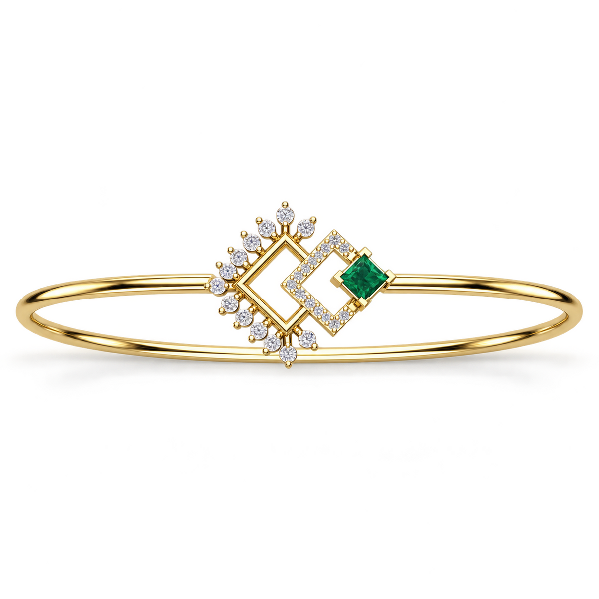 Verdant Geometric Diamond Bangle - product view
