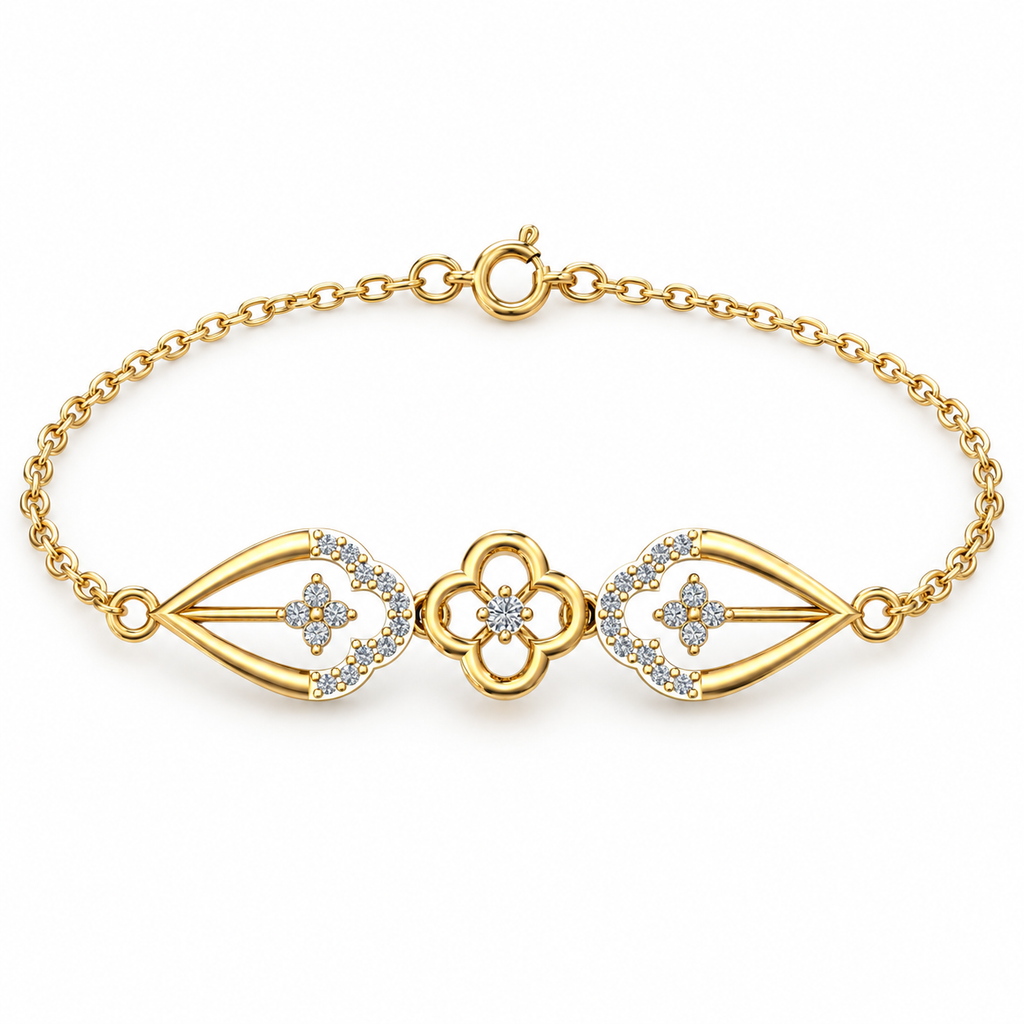 Floral Teardrop Diamond Bracelet - product view