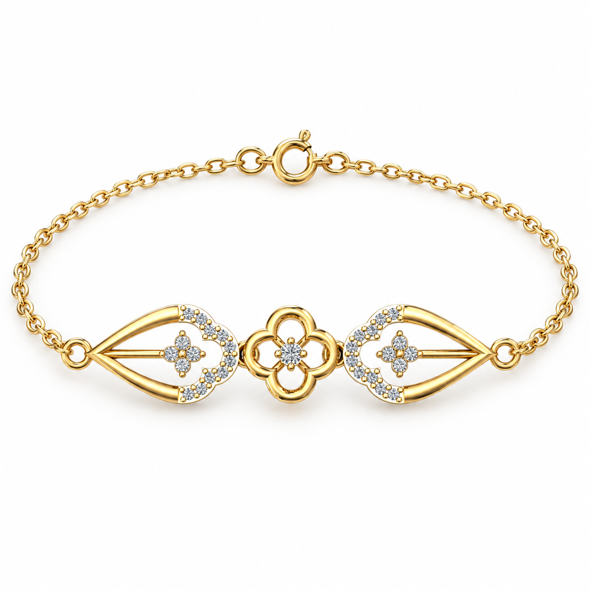 Floral Teardrop Diamond Bracelet - product view