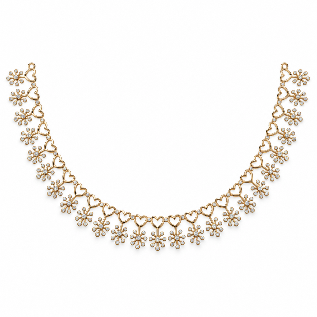 Heart and Snowflake Diamond Necklace - front view