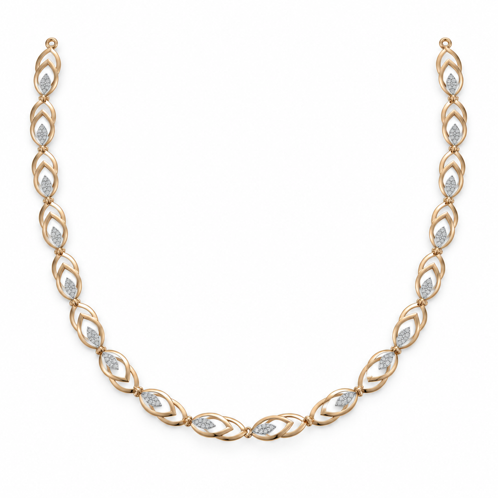 Layered Marquise Leaf Diamond Necklace - front view