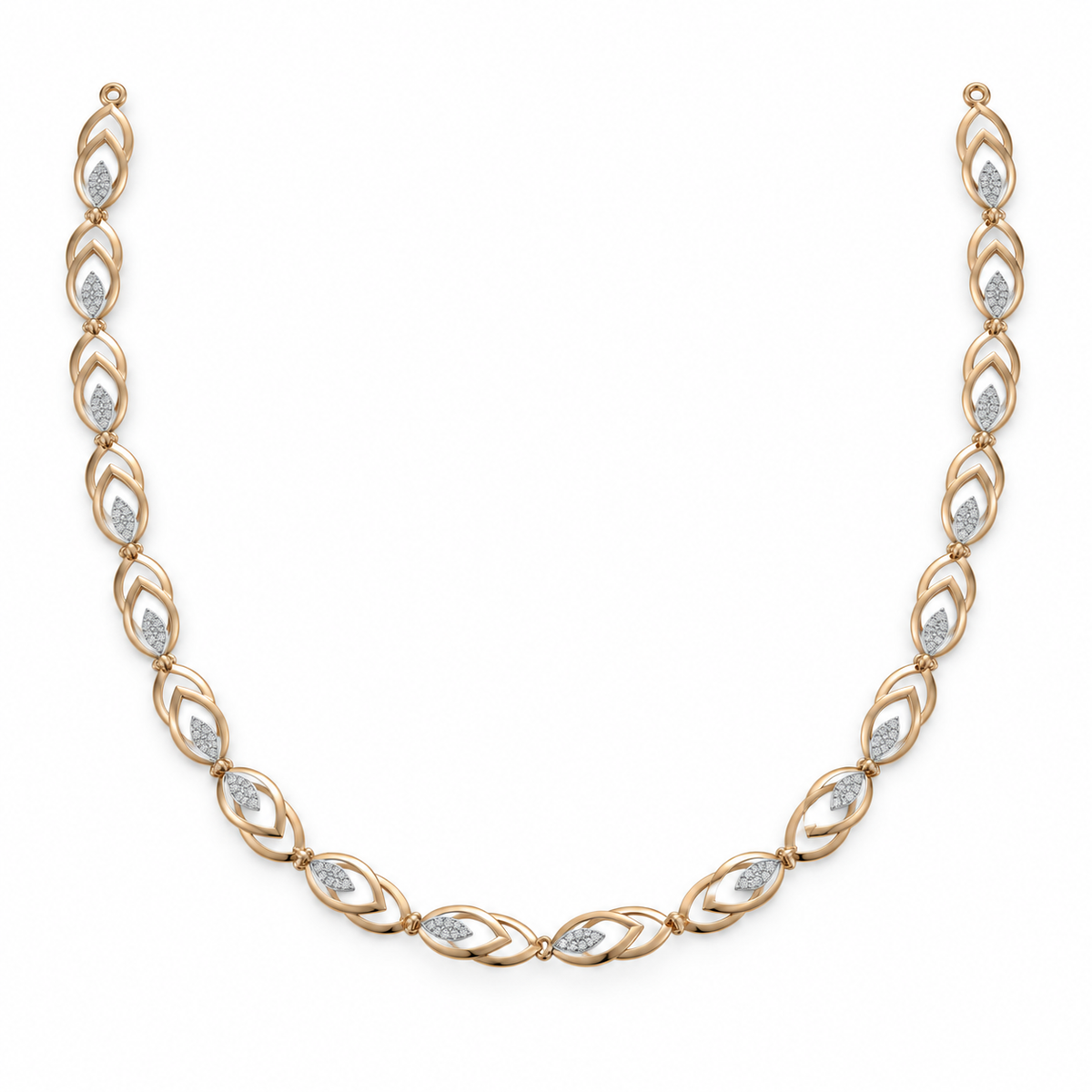 Layered Marquise Leaf Diamond Necklace - front view
