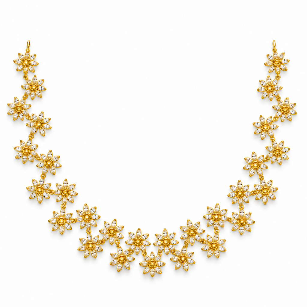 Golden Daisy Garland Necklace Set - front view