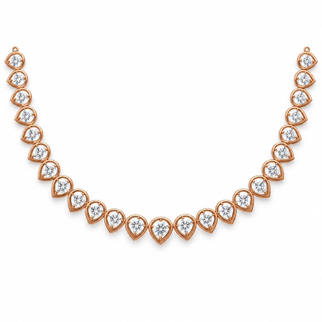 Teardrop Solitaire Tennis Necklace - front view