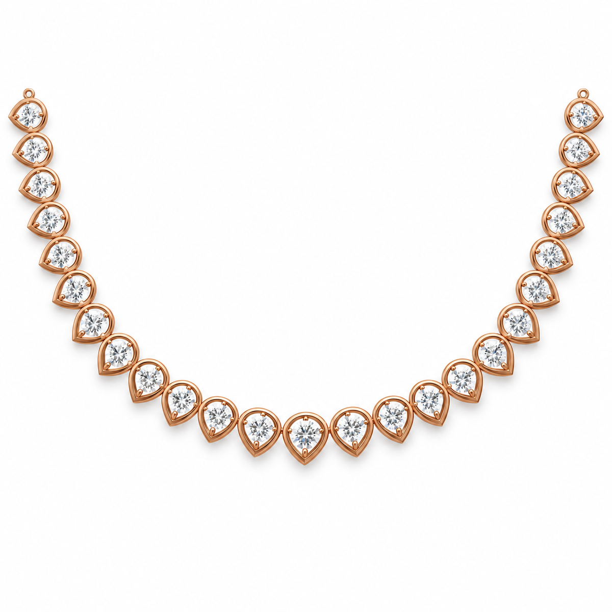 Teardrop Solitaire Tennis Necklace - front view