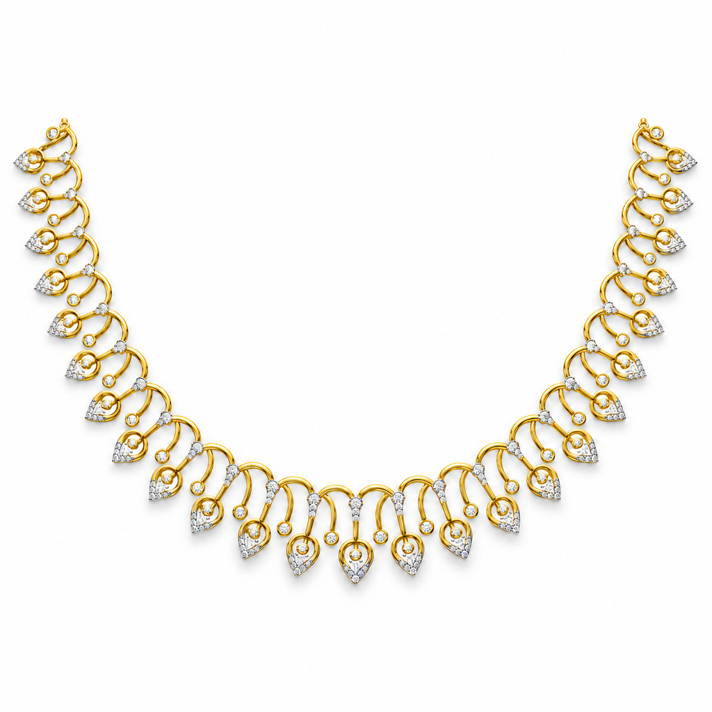 Peacock Teardrop Diamond Necklace - front view