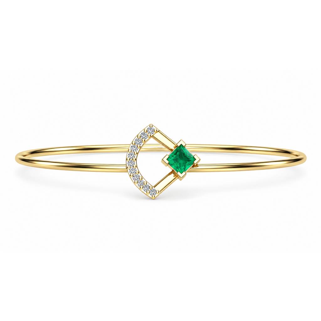Verdant Crescent Diamond Bangle - product view