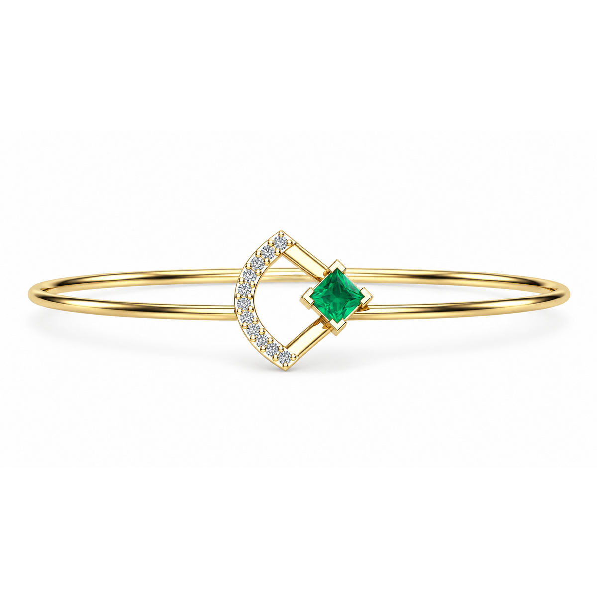 Verdant Crescent Diamond Bangle - product view