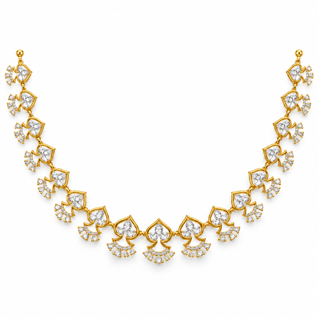 Lotus Fan Diamond Necklace - front view