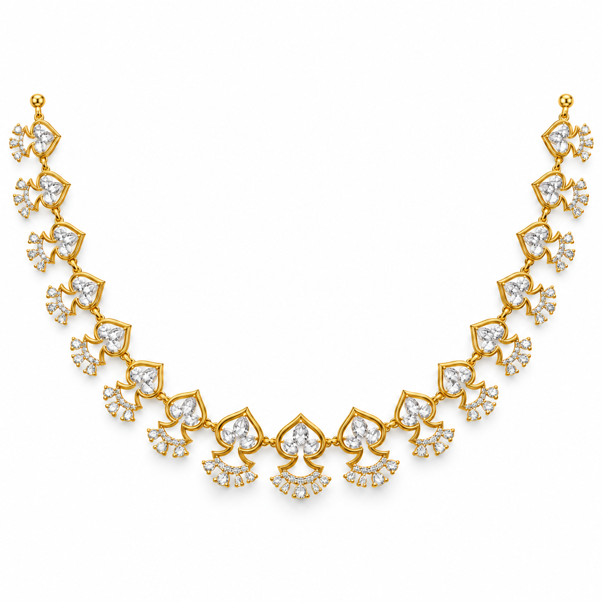 Lotus Fan Diamond Necklace - front view