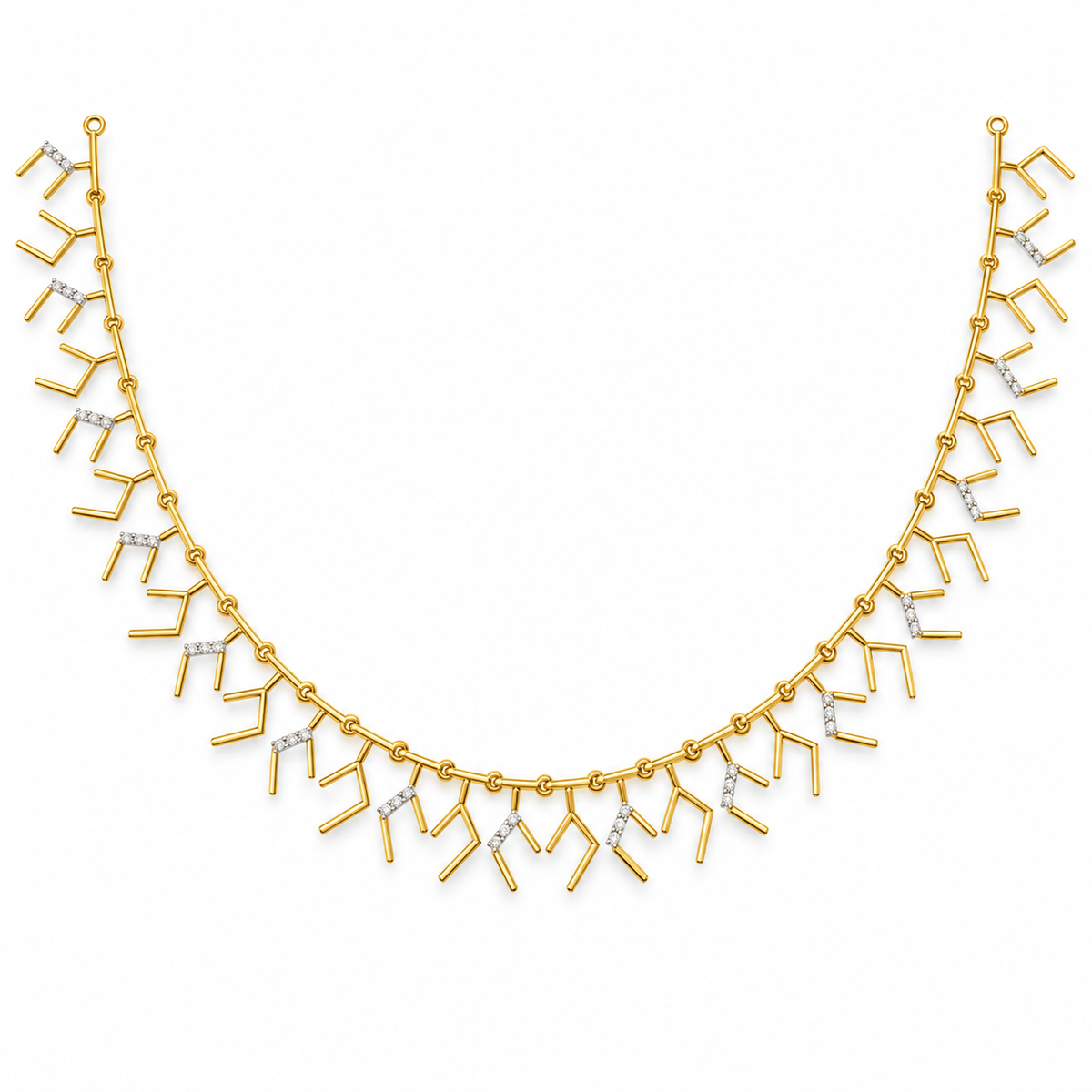 Geometric Twig Gold Necklace - front view