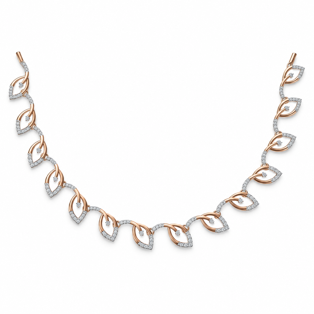 Rose Gold Open Heart Diamond Necklace - front view