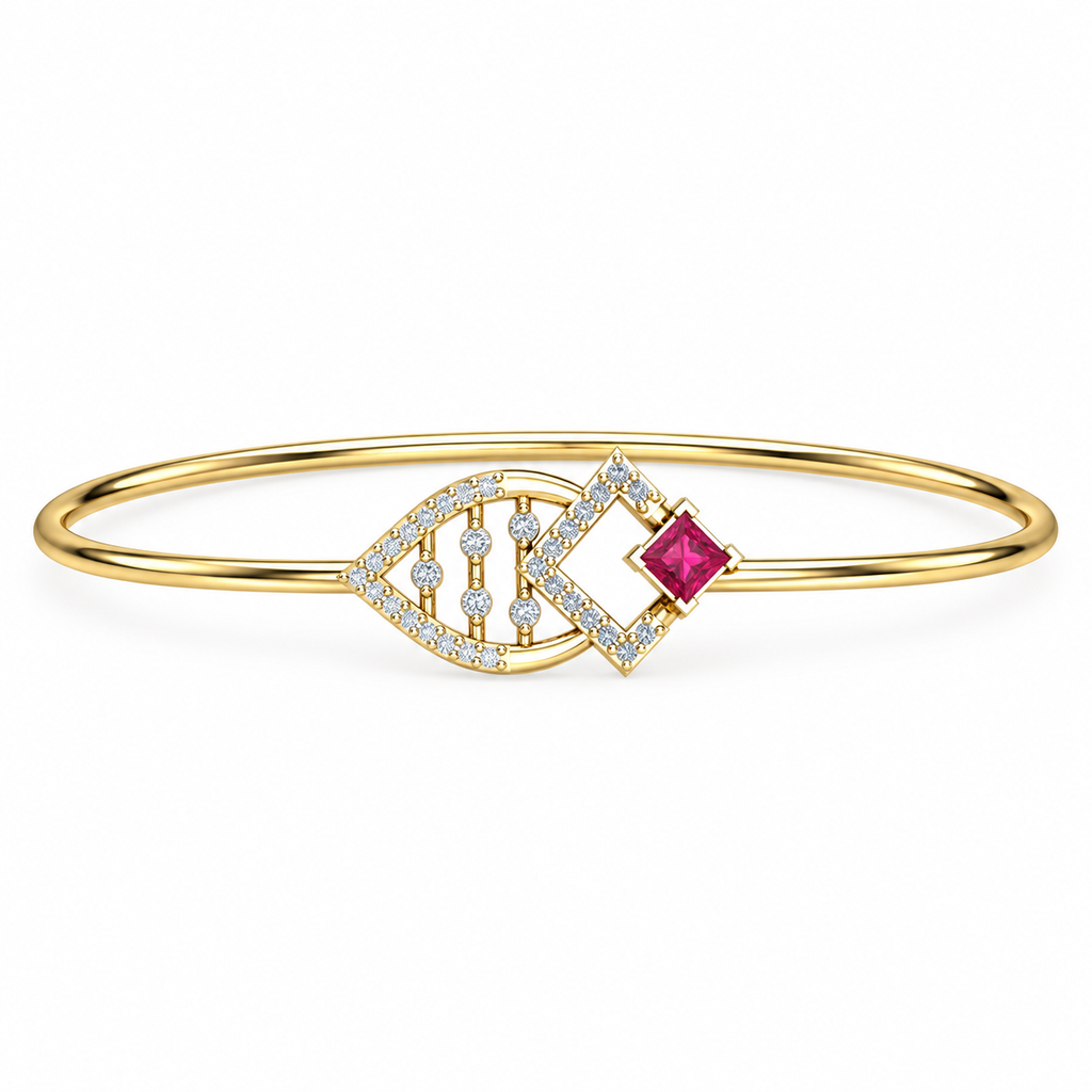 Blush Geometric Lattice Bangle - product view