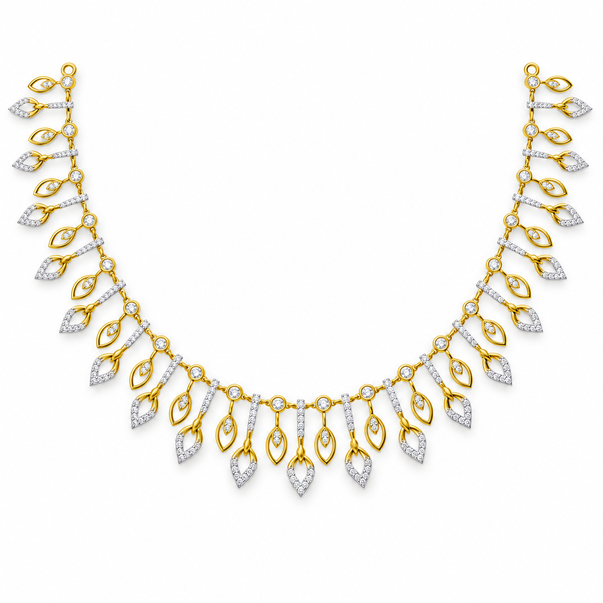 Botanical Leaf Fringe Diamond Necklace - front view