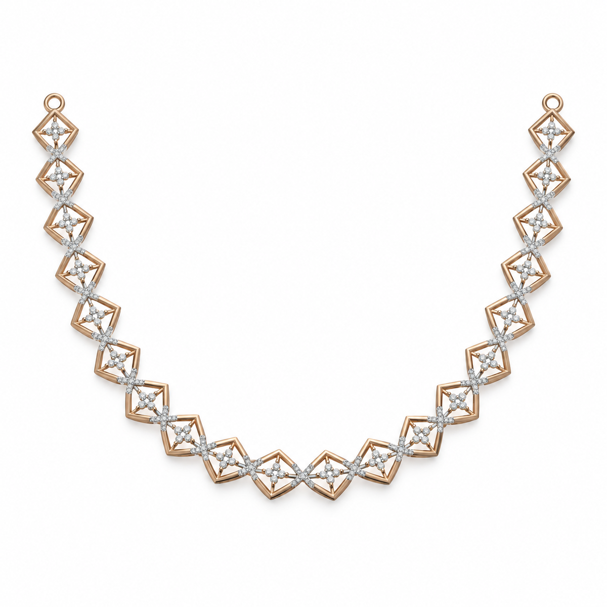 Geometric Star Frame Diamond Necklace - front view