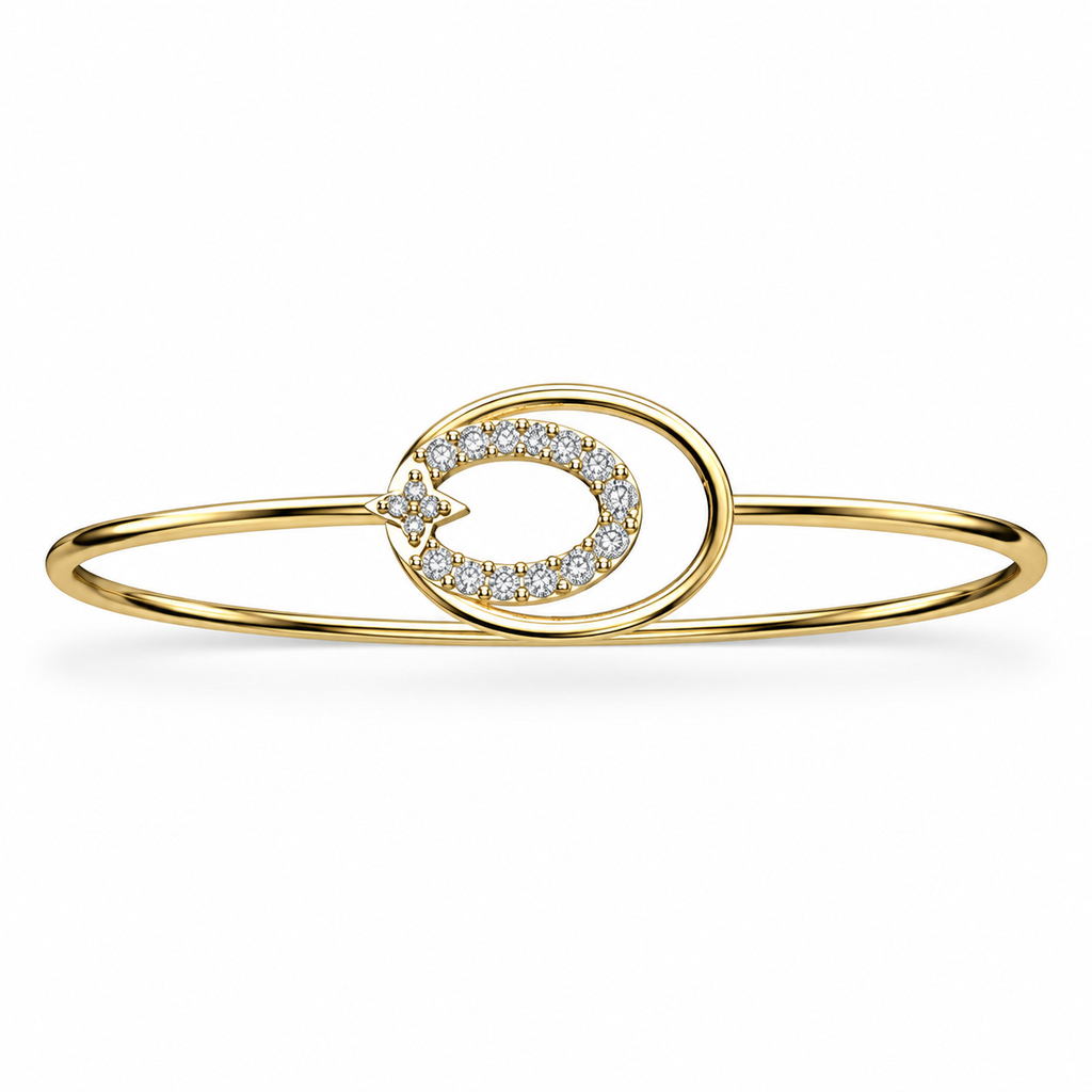 Orbit Crescent Diamond Bangle - product view