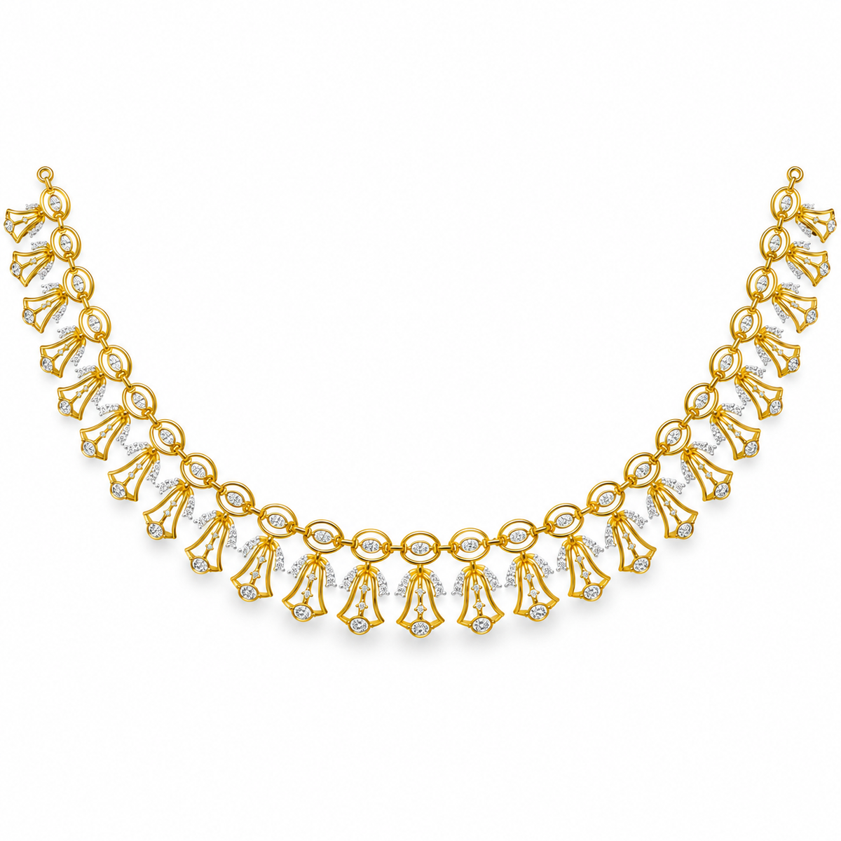 Bellflower Fringe Diamond Necklace - front view