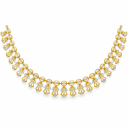 Bellflower Fringe Diamond Necklace - front view