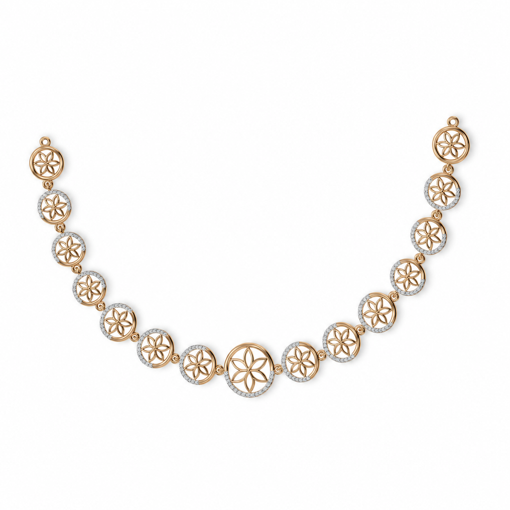 Floral Medallion Diamond Necklace - front view