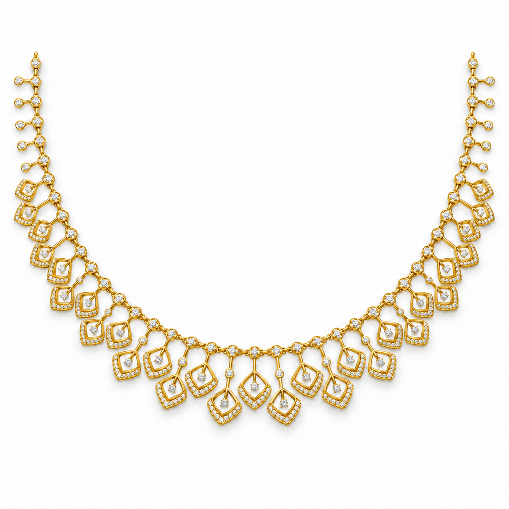 Layered Kite Drop Diamond Necklace - front view