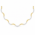 Curved Pave Wave Diamond Necklace - front view