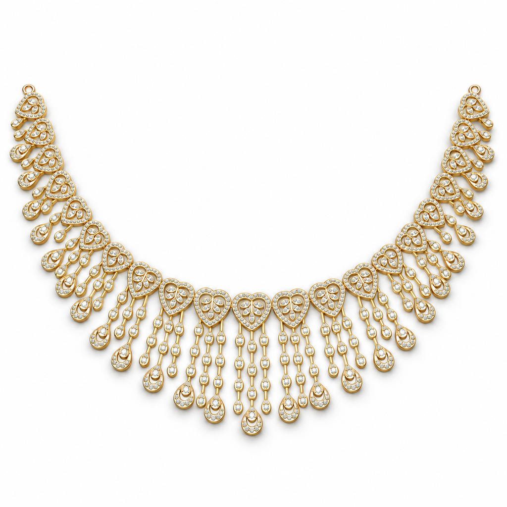 Cascading Paisley Diamond Necklace - front view