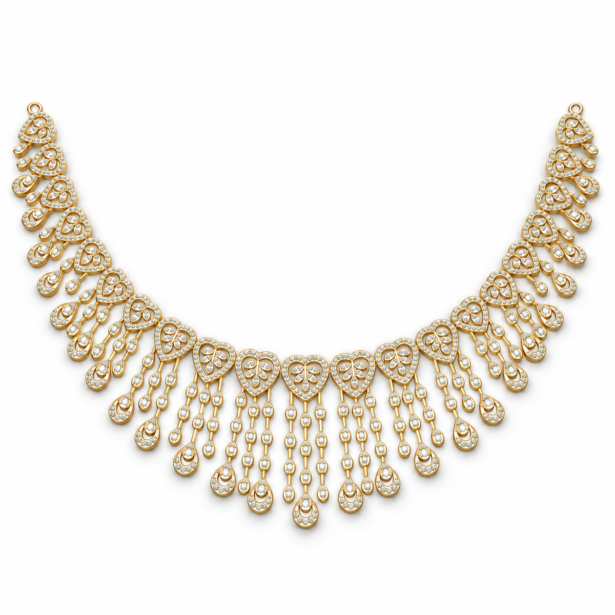 Cascading Paisley Diamond Necklace - front view