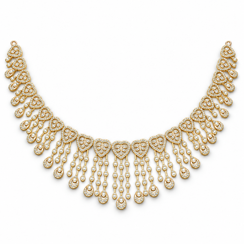 Cascading Paisley Diamond Necklace - front view