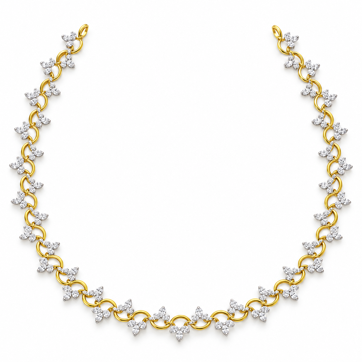 Marquise Cluster Link Diamond Necklace - front view