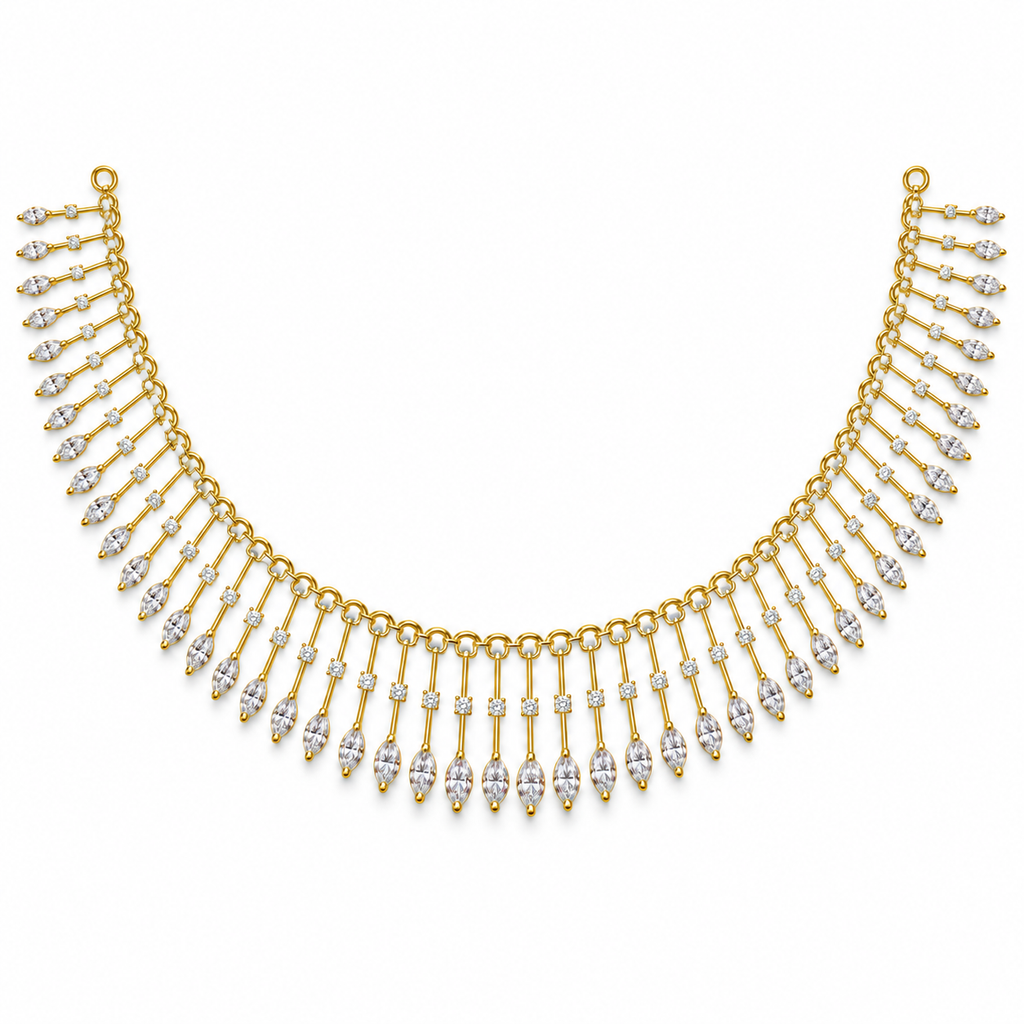 Marquise Tassel Diamond Necklace - front view