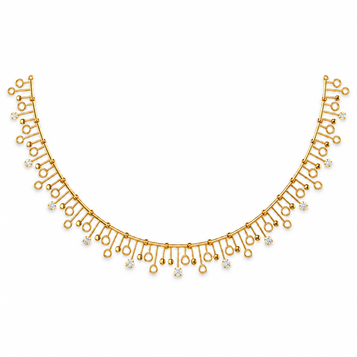 Circle Bar Charm Diamond Necklace - front view