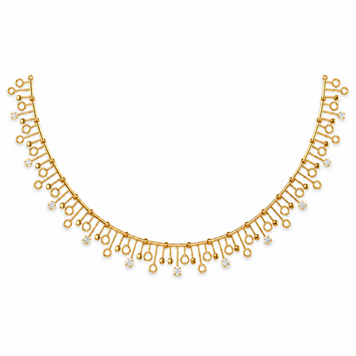 Circle Bar Charm Diamond Necklace - front view