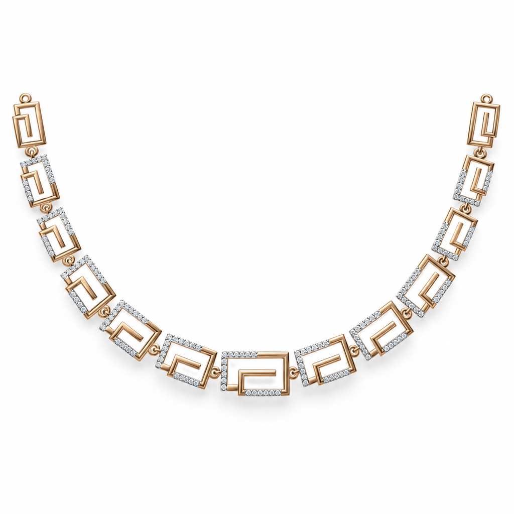 Art Deco Maze Diamond Necklace - front view