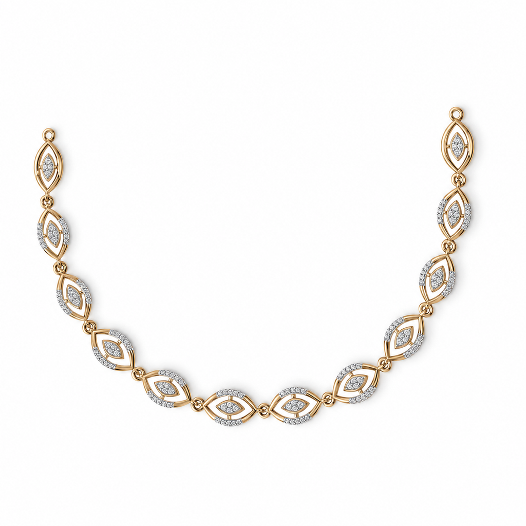 Marquise Eye Diamond Link Necklace - front view