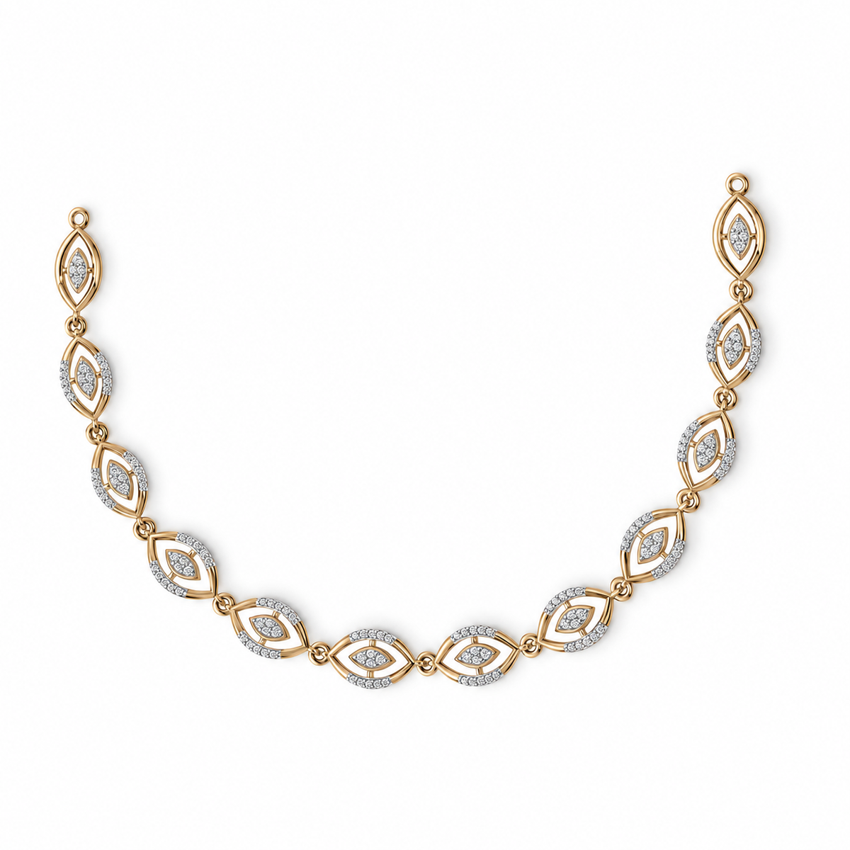 Marquise Eye Diamond Link Necklace - front view
