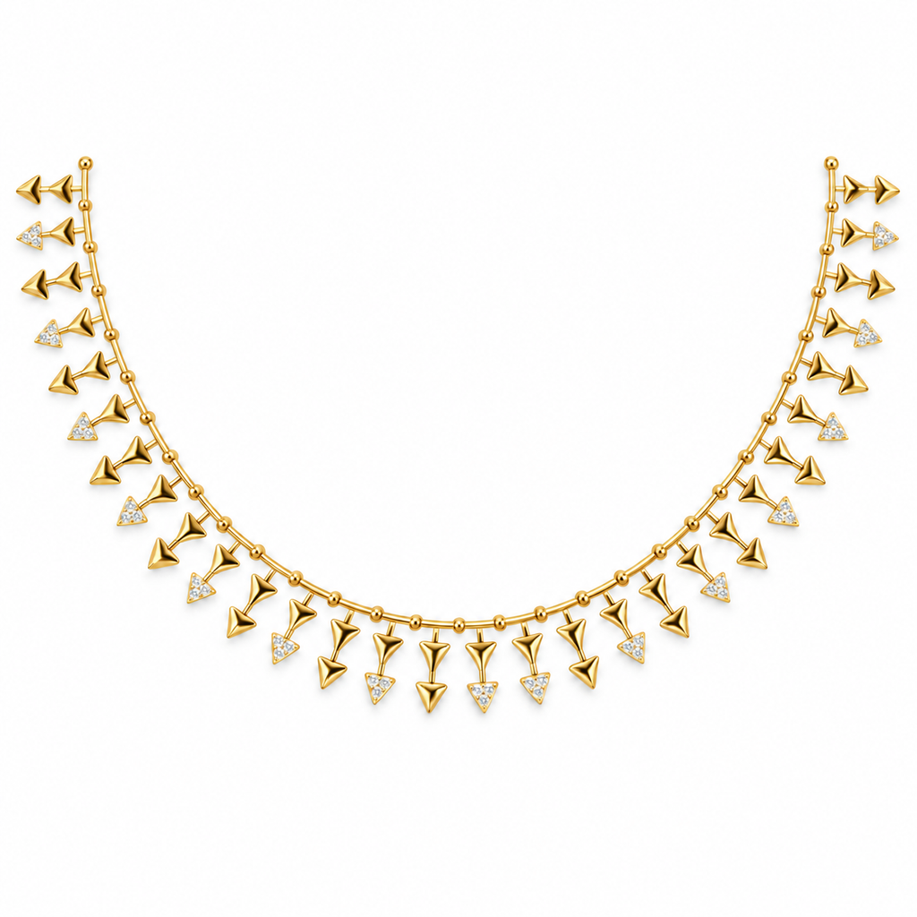 Arrowhead Fringe Gold Necklace - front view