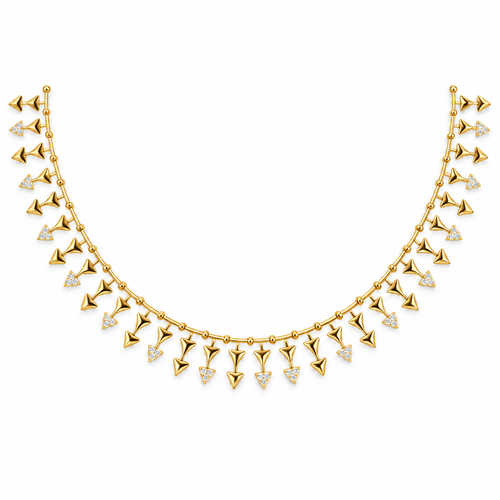 Arrowhead Fringe Gold Necklace - front view