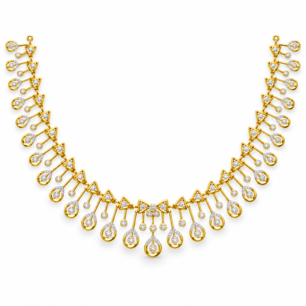 Triangle Teardrop Diamond Necklace - front view